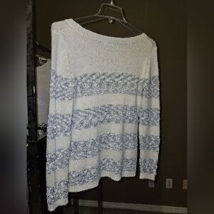 White and Gray Striped Sweater